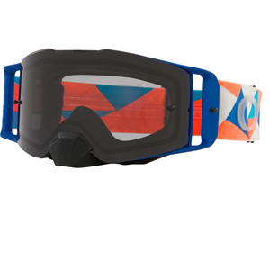 Oakley Front Line MX Goggles - Blue Frame Tri Orange Strap, Prizm Mx Light Gray Lens
